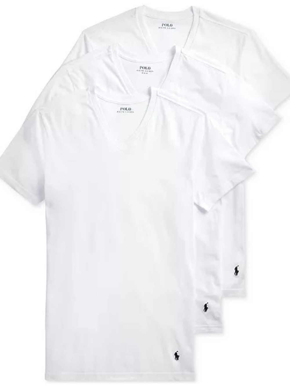 3 set Polo Ralph Lauren White V-Neck Tee slim fit under shirt soft cotton
